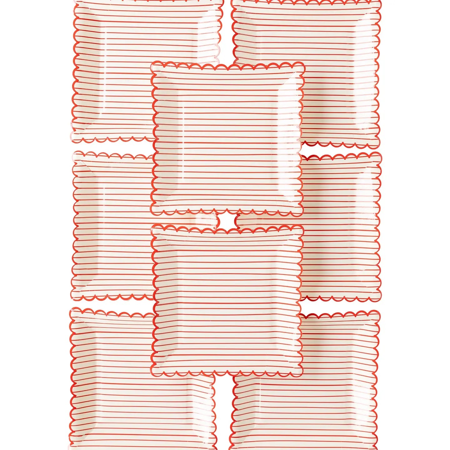 Red Striped Scalloped Plate
