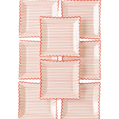 Red Striped Scalloped Plate