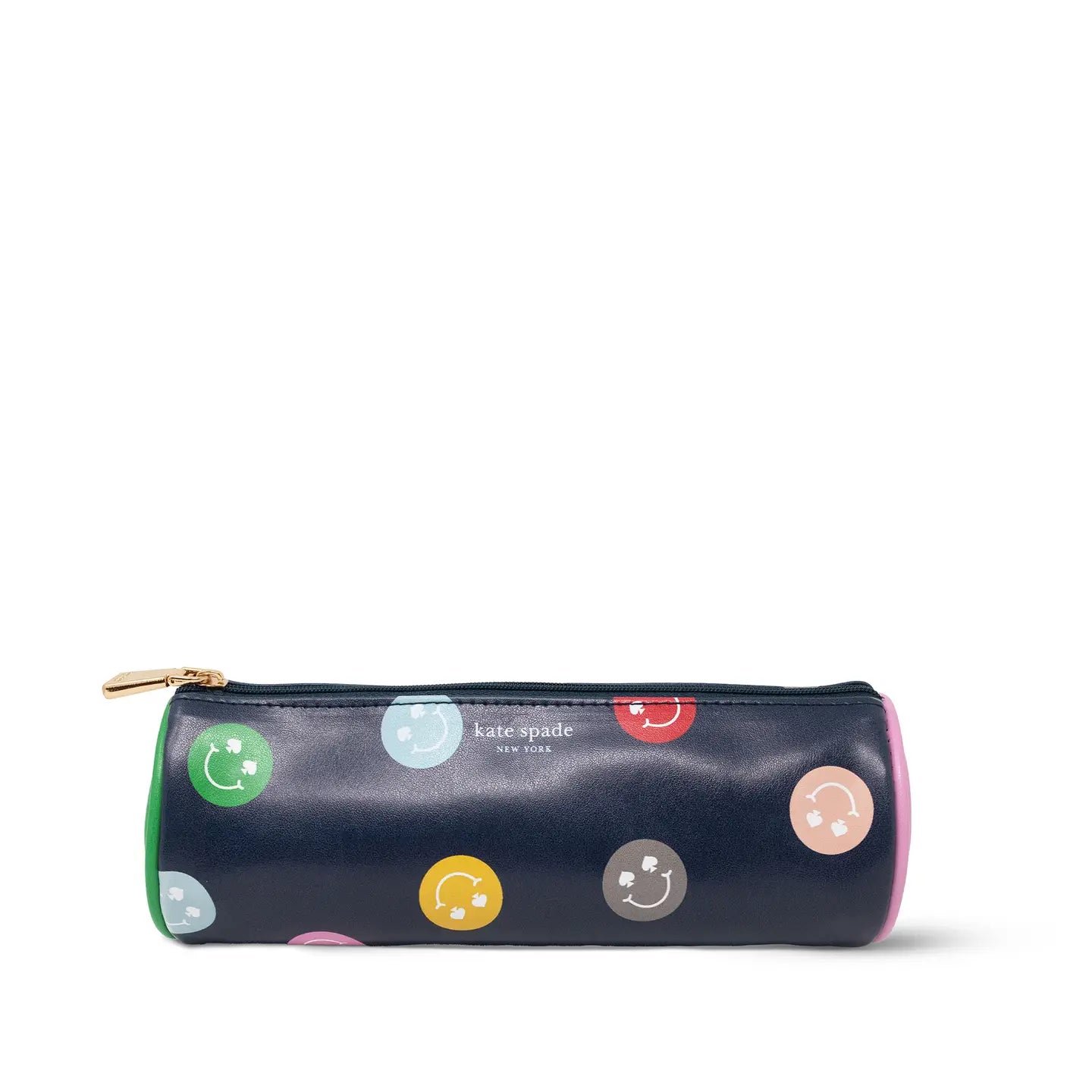Round Pencil Case, Spade Smiley