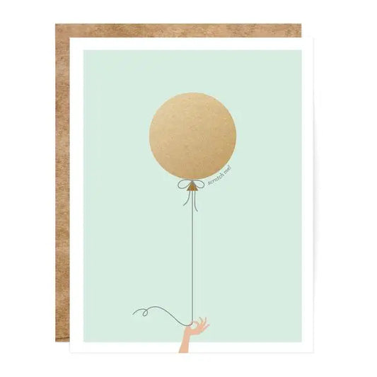 Mint & Gold Balloon - Birthday/Everyday Scratch-Off Greeting Card