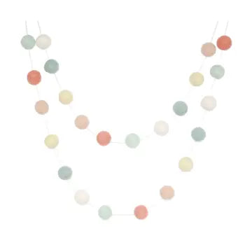Spring Garland - Coral, Mint, Yellow Felt Balls