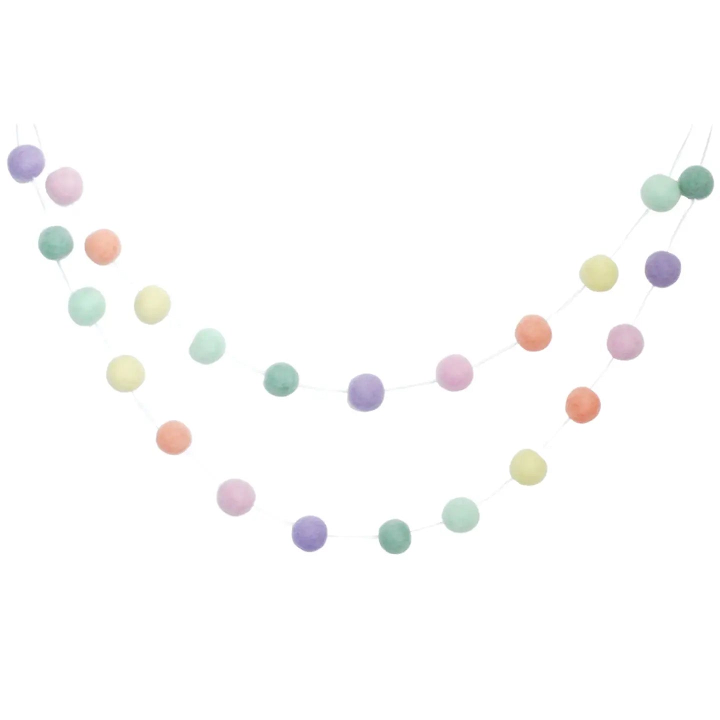 Spring Garland - Pastel Rainbow Felt Balls