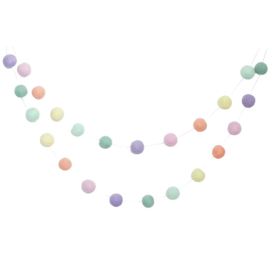 Spring Garland - Pastel Rainbow Felt Balls