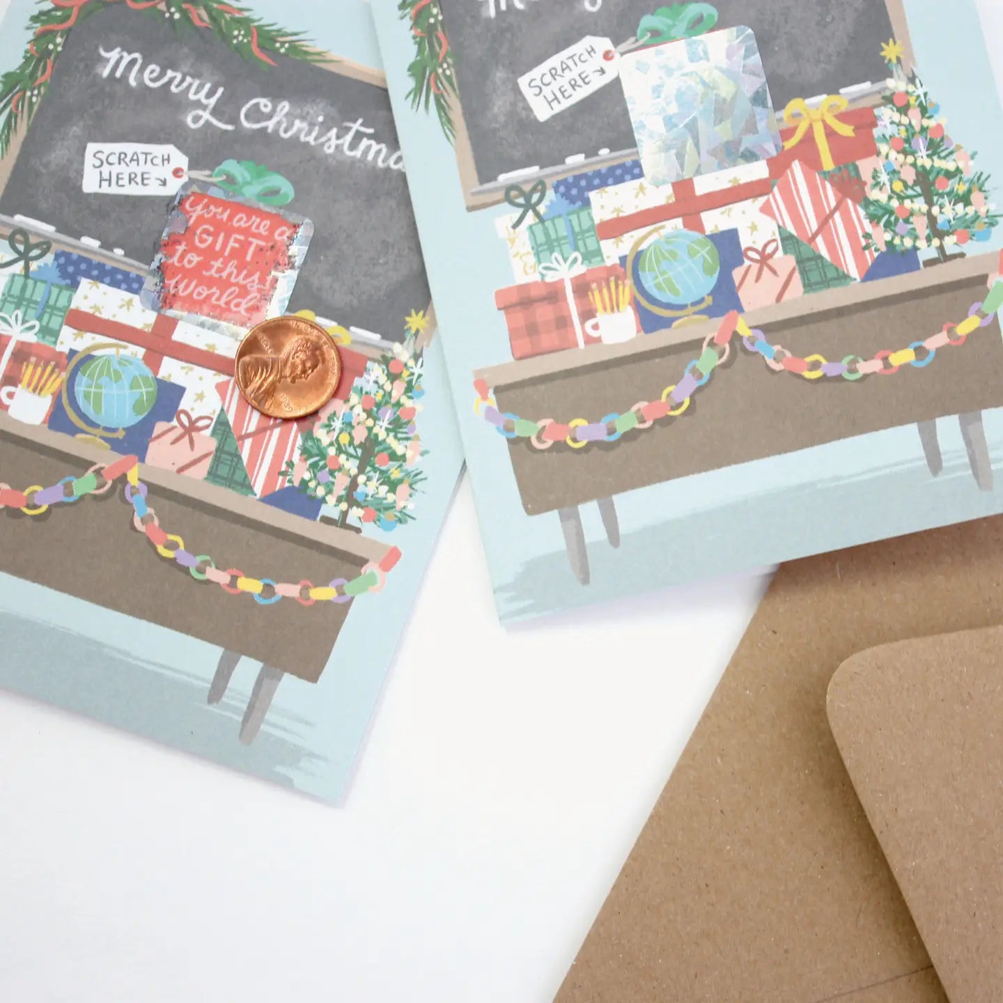 Teacher Christmas Scratch-Off Greeting Card