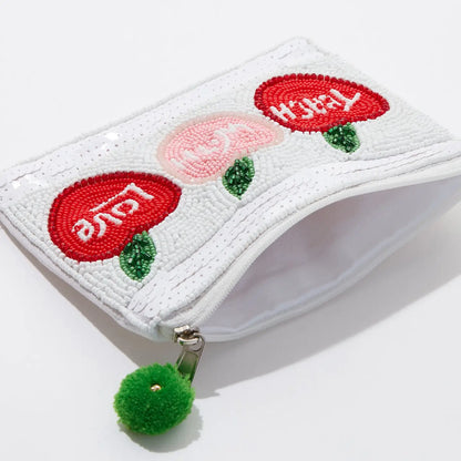 Teach with Love Beaded Coin Pouch