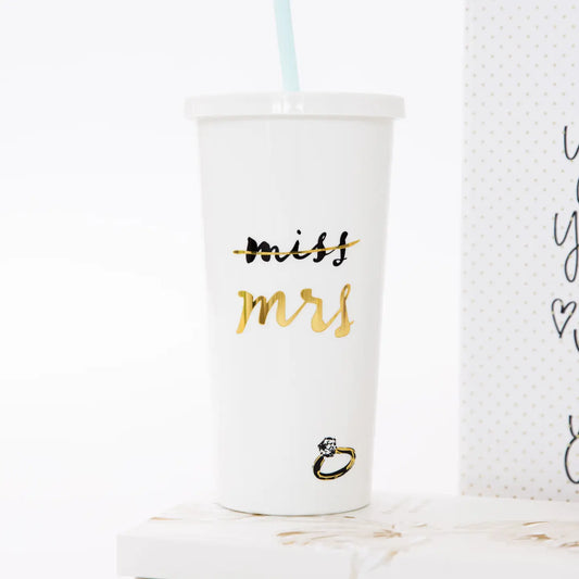 Tumbler with Straw, Miss To Mrs.