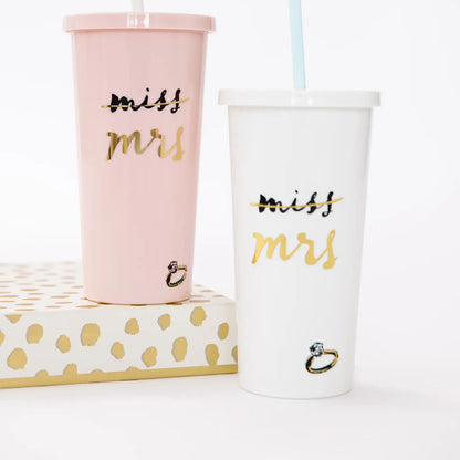 Tumbler with Straw, Miss To Mrs.