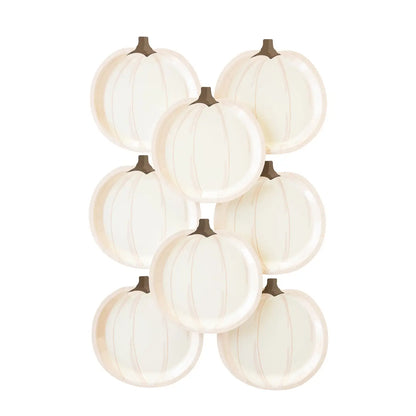 White Pumpkin Shaped Paper Plate