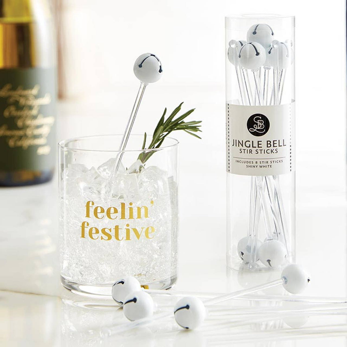 Jingle Bell Stir Sticks - Shiny White