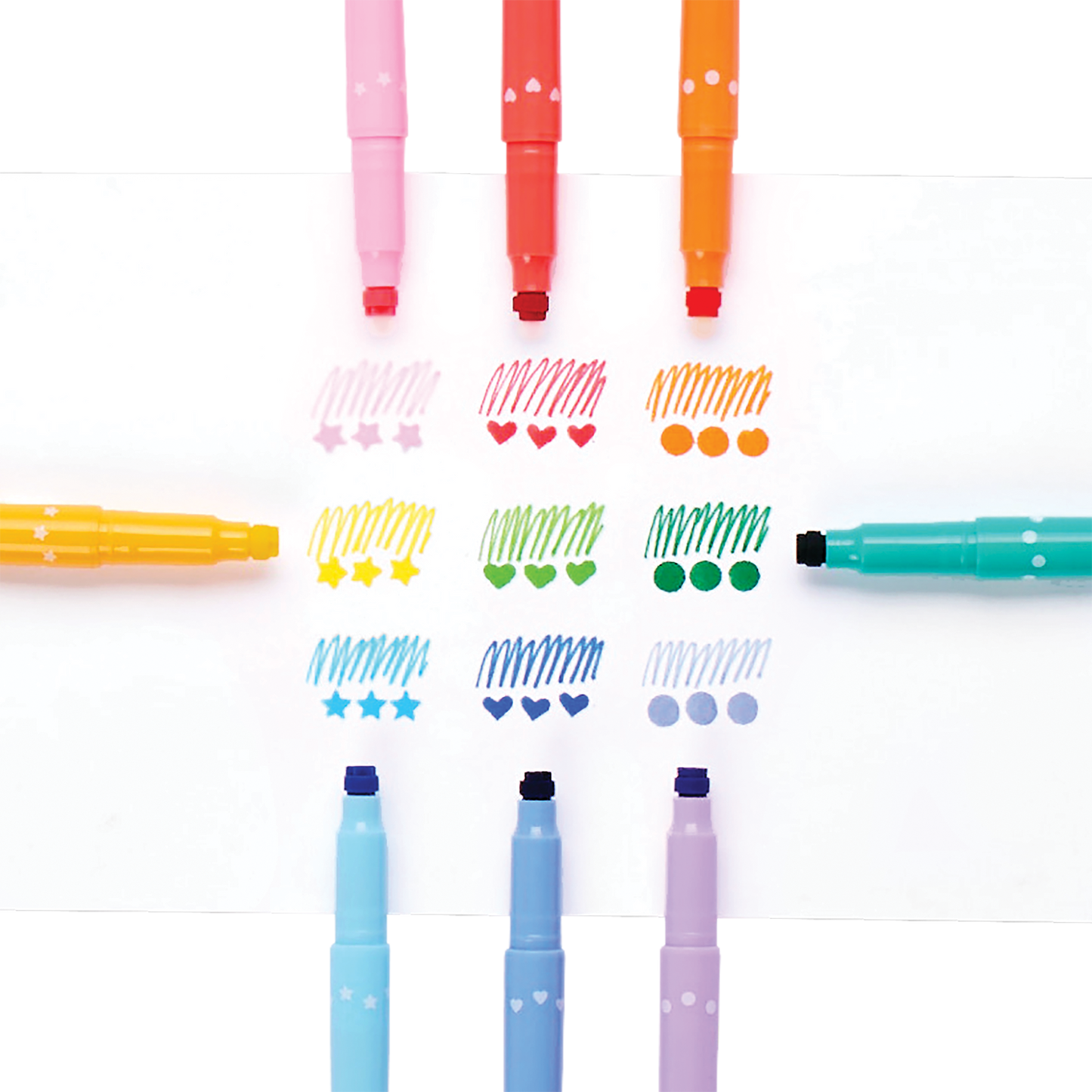 Confetti Stamp Double-Ended Markers - Set of 9
