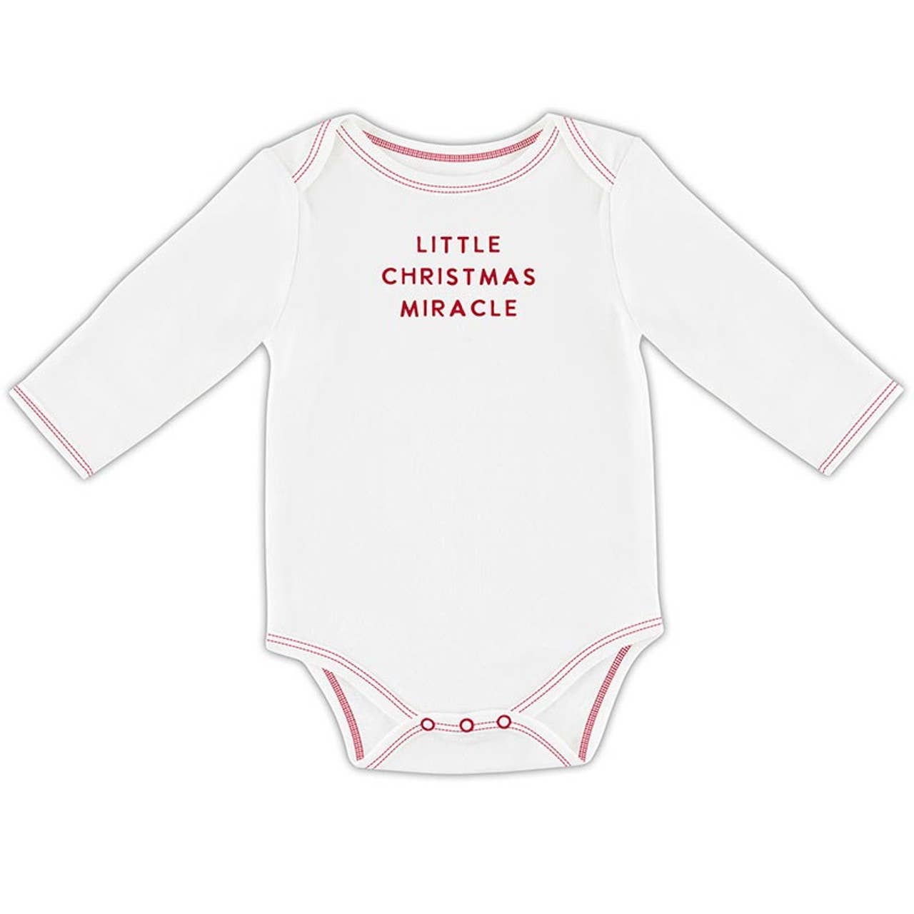 Long Sleeve Snapshirt - Little Christmas Miracle 3: Machine Wash Cold. Tumble Dry Low. / 95% Cotton 5% Spandex / 0-3M