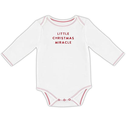 Long Sleeve Snapshirt - Little Christmas Miracle 3: Machine Wash Cold. Tumble Dry Low. / 95% Cotton 5% Spandex / 0-3M
