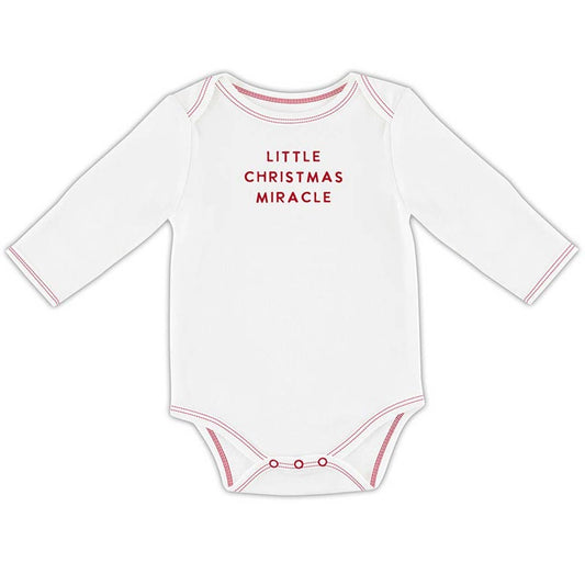 Long Sleeve Snapshirt - Little Christmas Miracle 3: Machine Wash Cold. Tumble Dry Low. / 95% Cotton 5% Spandex / 0-3M
