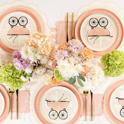 Pink Baby Carriage Beverage Napkins
