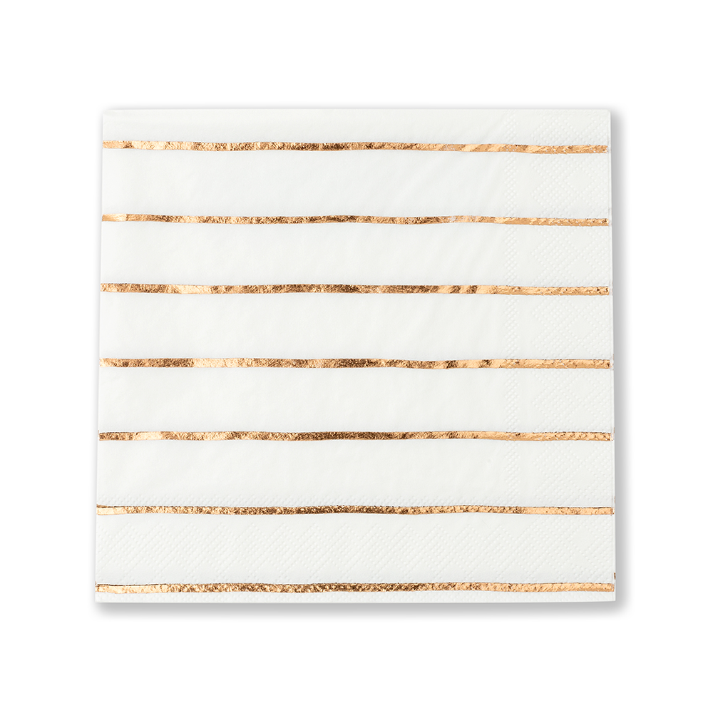 Frenchie Metallic Striped Large Napkins - 16 Pk. - Gold