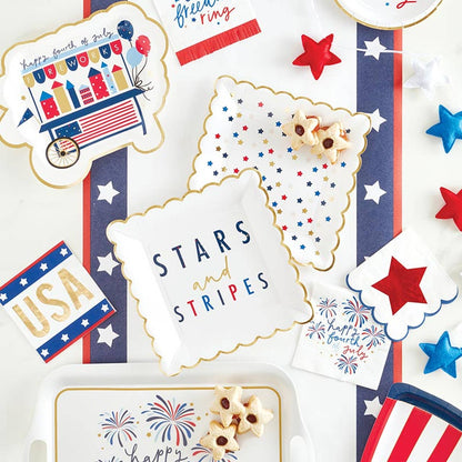 4th of July Foil Scalloped Plates