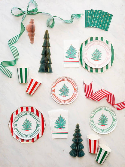 Emerald Green Cabana Stripe Plates