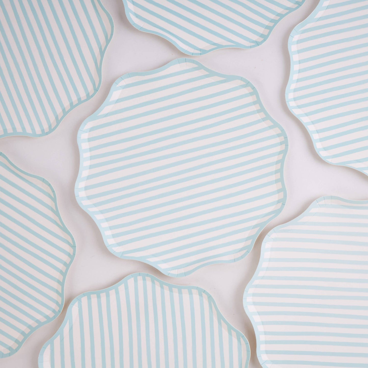 Teal and White Stripe Large Plates