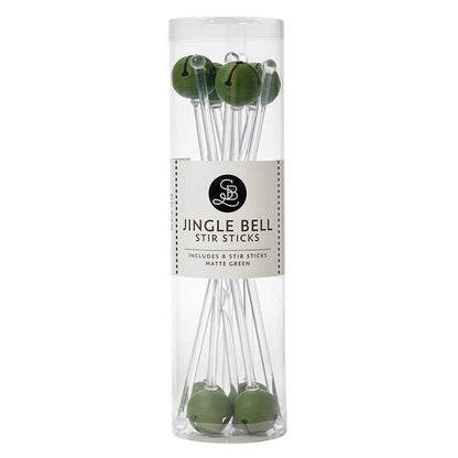 Jingle Bell Stir Sticks - Matte Green