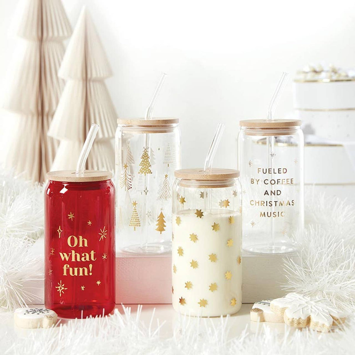 Holiday Trees - 16oz Glass Tumbler