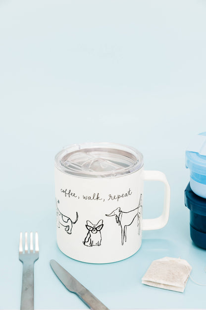 Stainless Steel Coffee Mug, Dog Party
