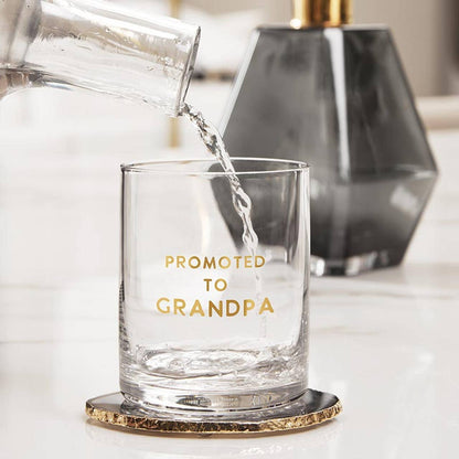 DOF Glass - Promoted to Grandpa: Hand Wash Only / Glass / 4" H x 3.25" Dia, 14 oz