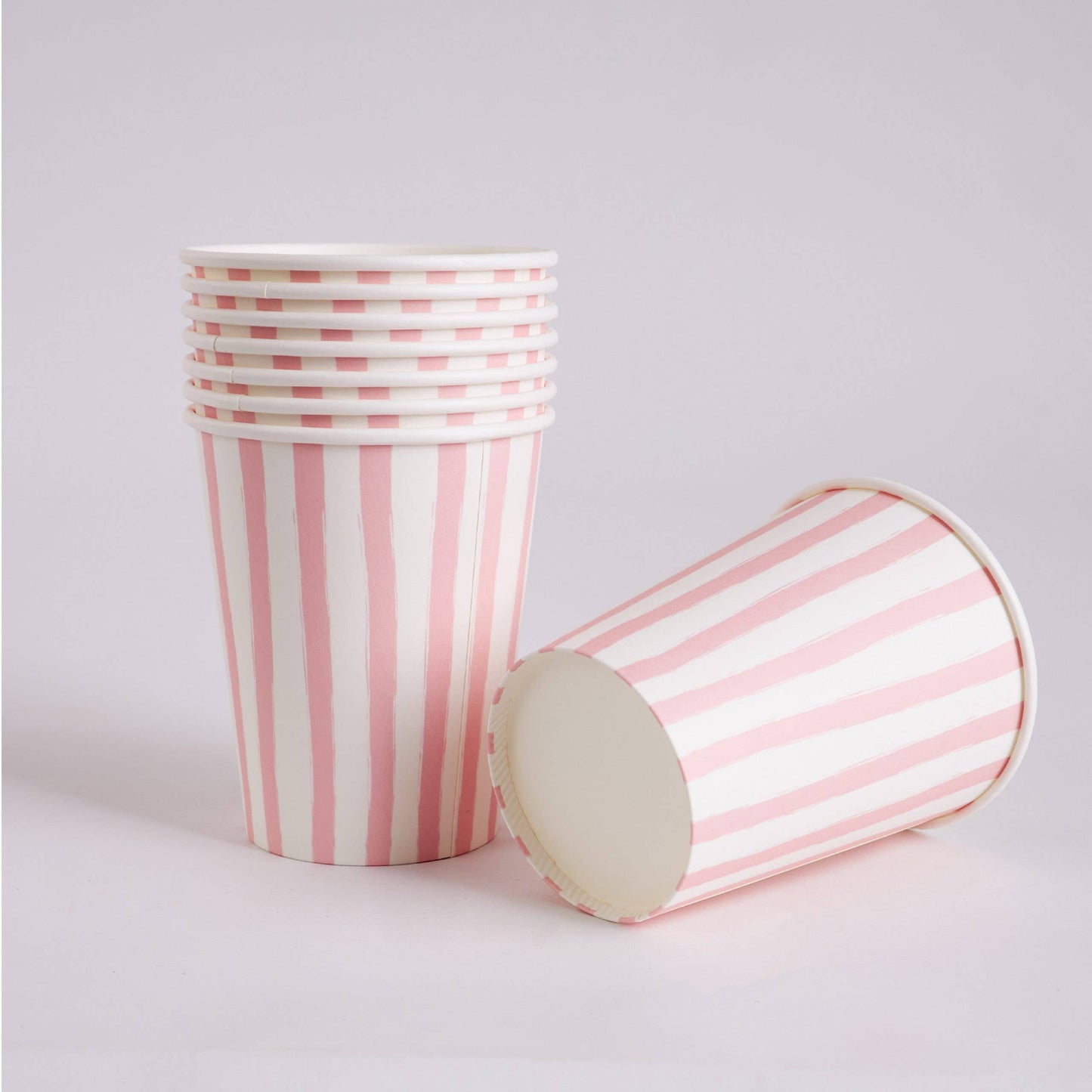Pink and White Stripe Cups