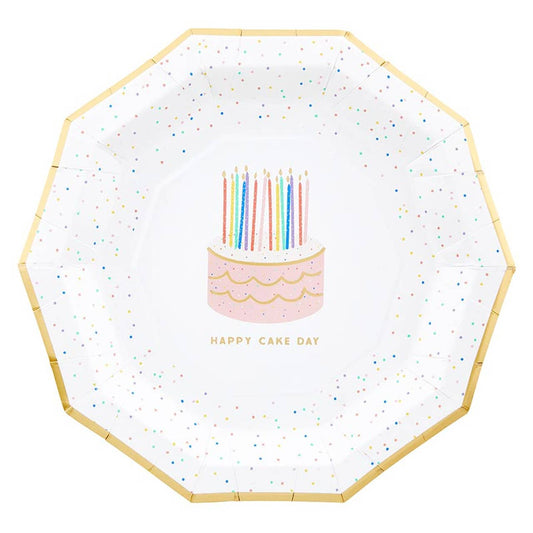 Decagon Paper Plates - Happy Cake Day