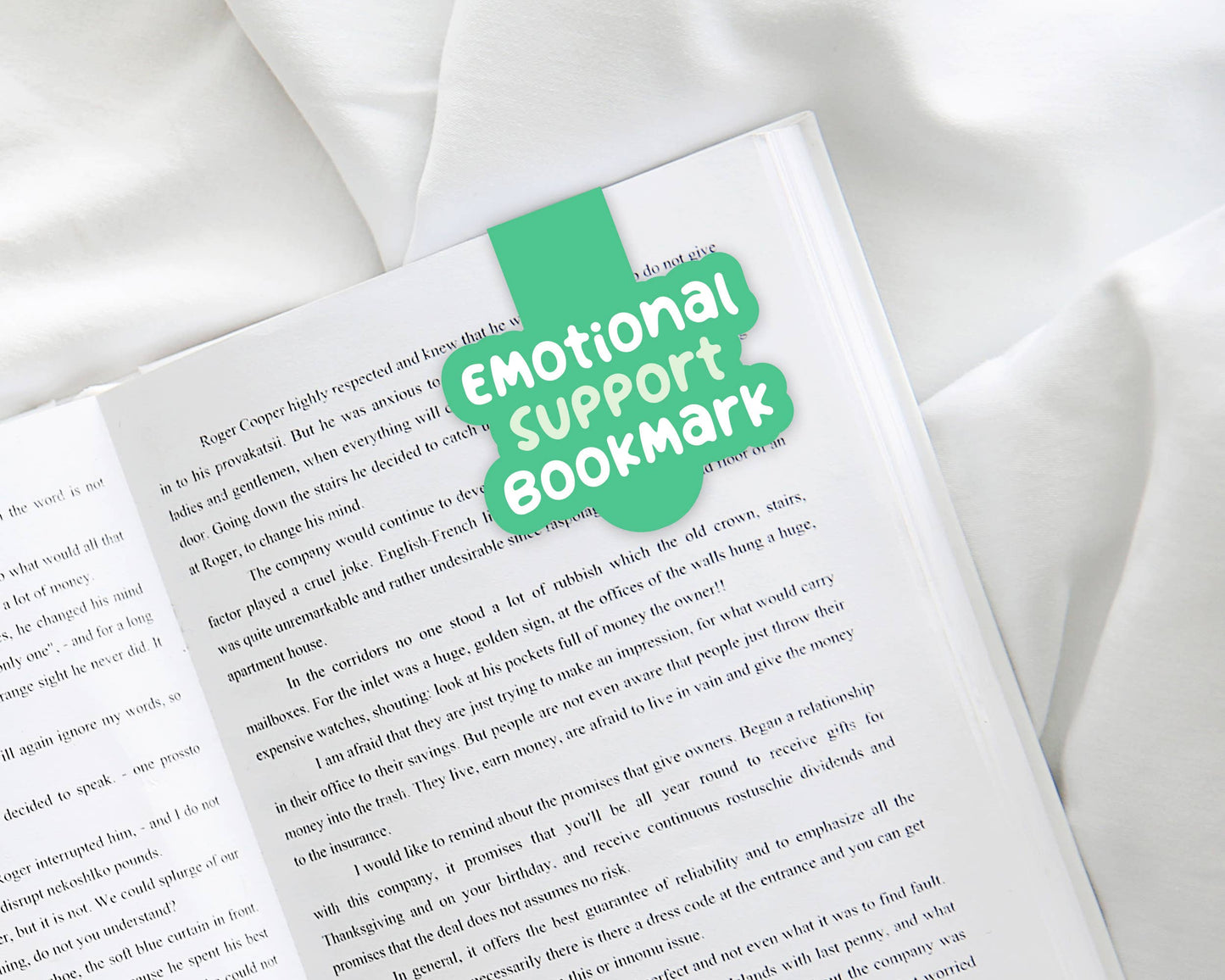 Funny Magnetic Bookmarks, Emotional Support Bookmark: Clear Cello Sleeve