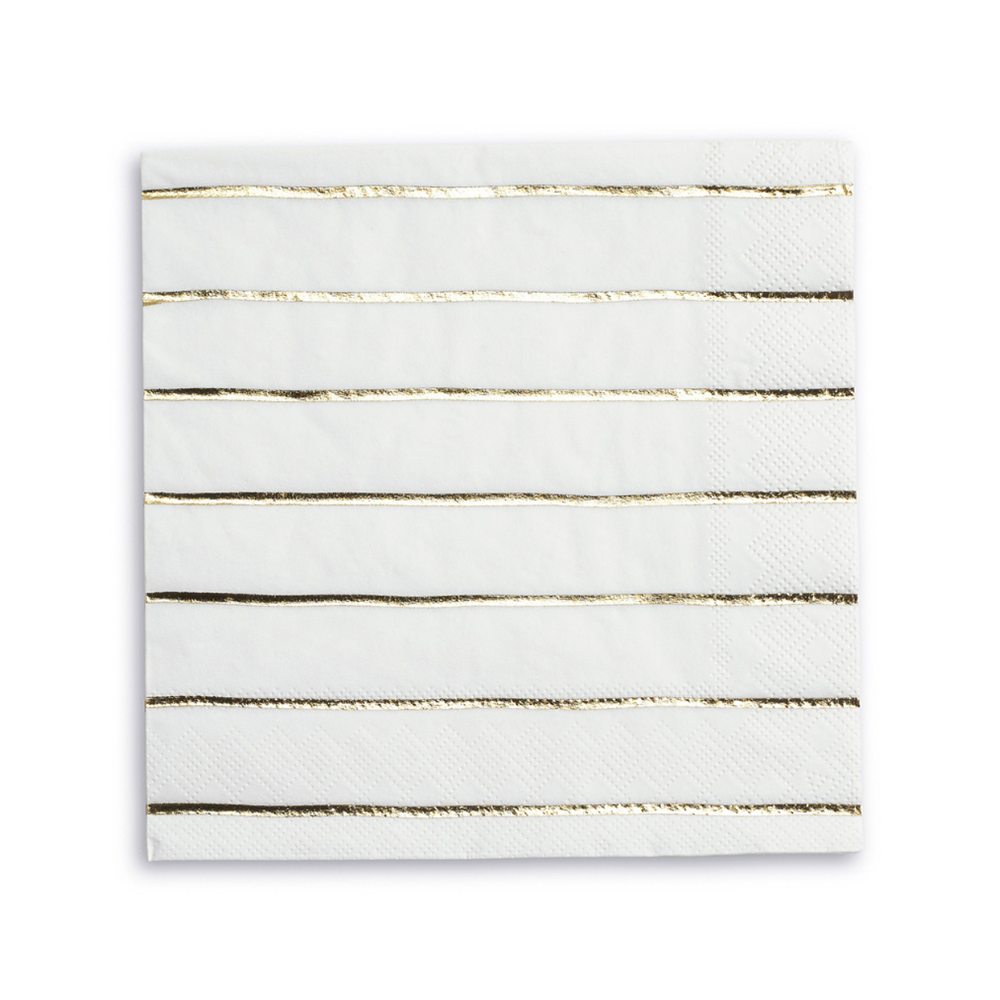 Frenchie Metallic Striped Large Napkins - 16 Pk. - Gold