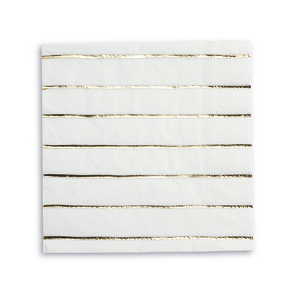 Frenchie Metallic Striped Large Napkins - 16 Pk. - Gold