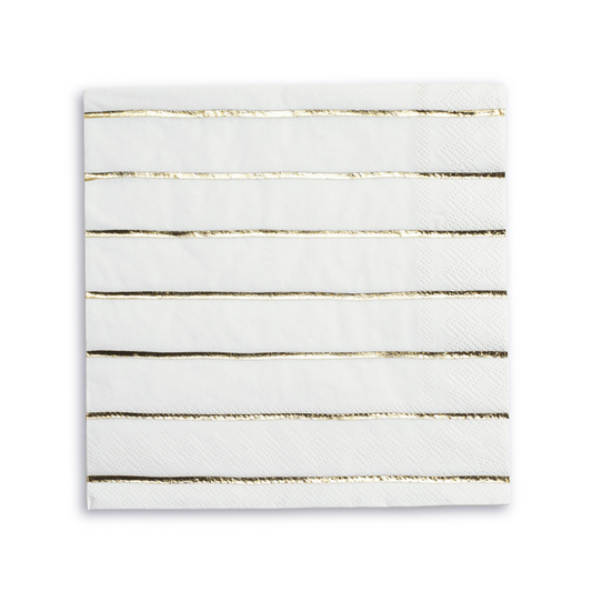 Frenchie Metallic Striped Large Napkins - 16 Pk. - Gold