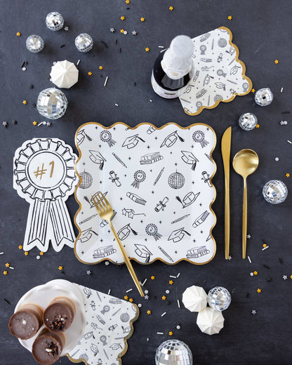 Grad Icon Foil Napkin Cocktail