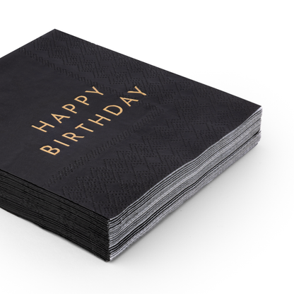 Black Noir Happy Birthday Napkins
