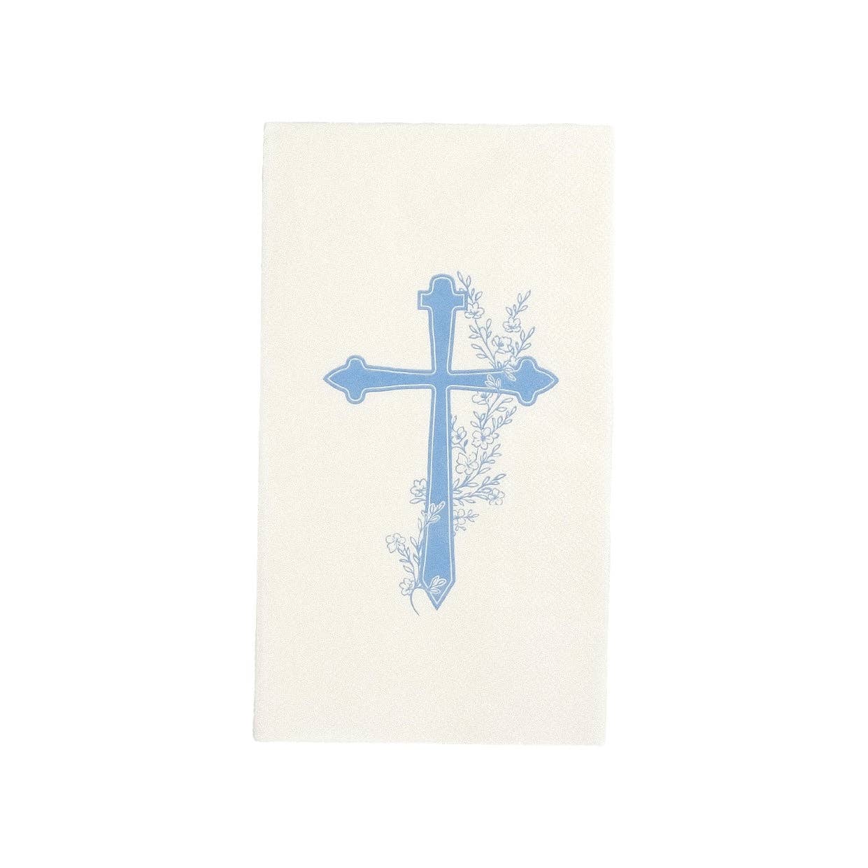 Light Blue Cross Floral Elegance Guest Towels
