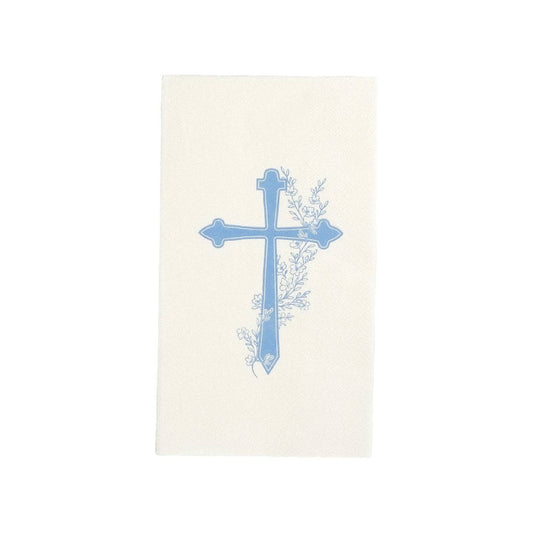 Light Blue Cross Floral Elegance Guest Towels
