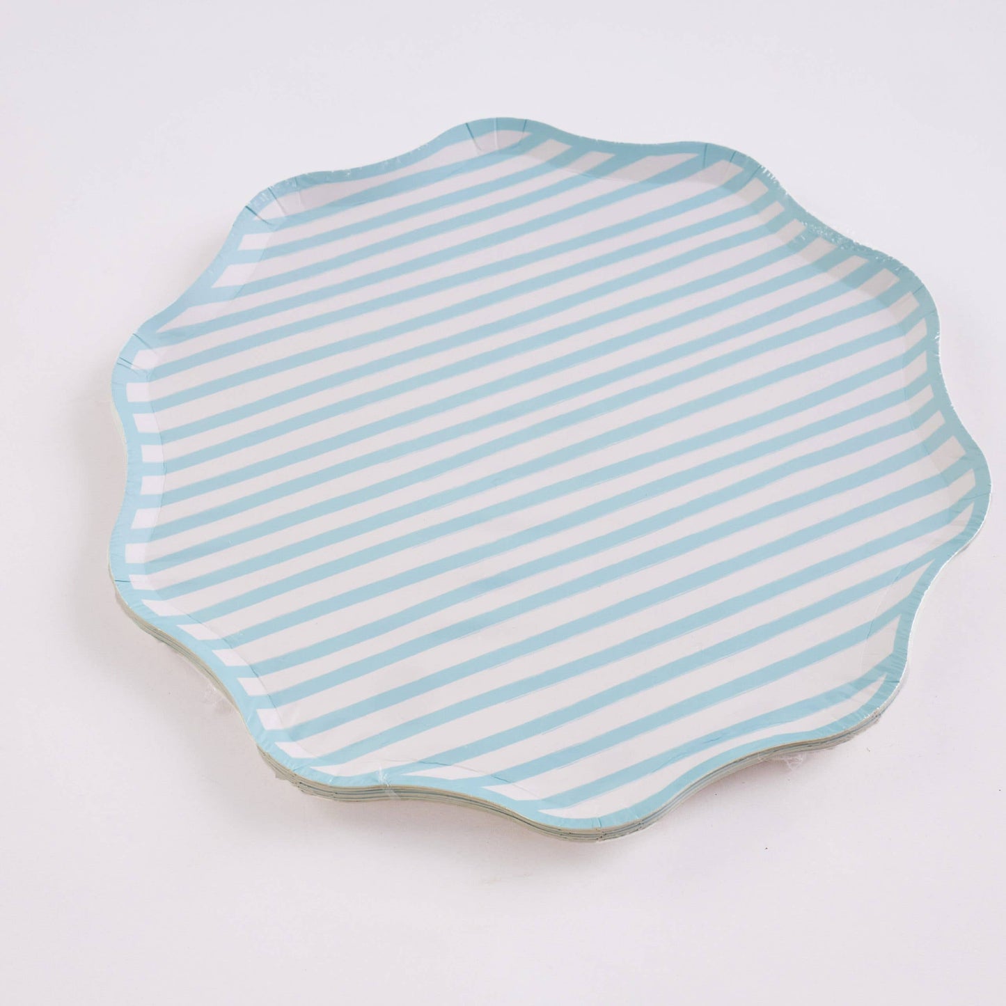 Teal and White Stripe Large Plates