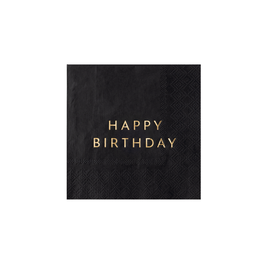 Black Noir Happy Birthday Napkins