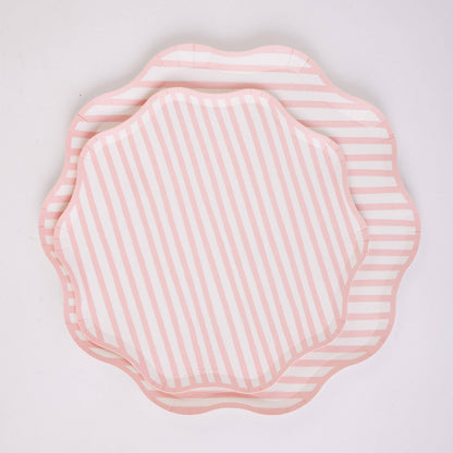 Pink and White Stripe Large Plates