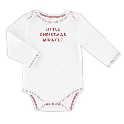 Long Sleeve Snapshirt - Little Christmas Miracle 3: Machine Wash Cold. Tumble Dry Low. / 95% Cotton 5% Spandex / 0-3M