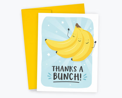 Thanks A Bunch - Thank You Cards Banana Pun Greeting Cards