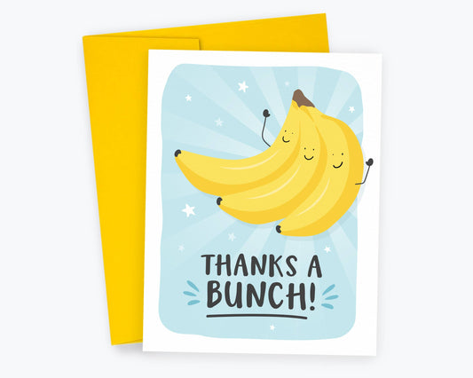 Thanks A Bunch - Thank You Cards Banana Pun Greeting Cards