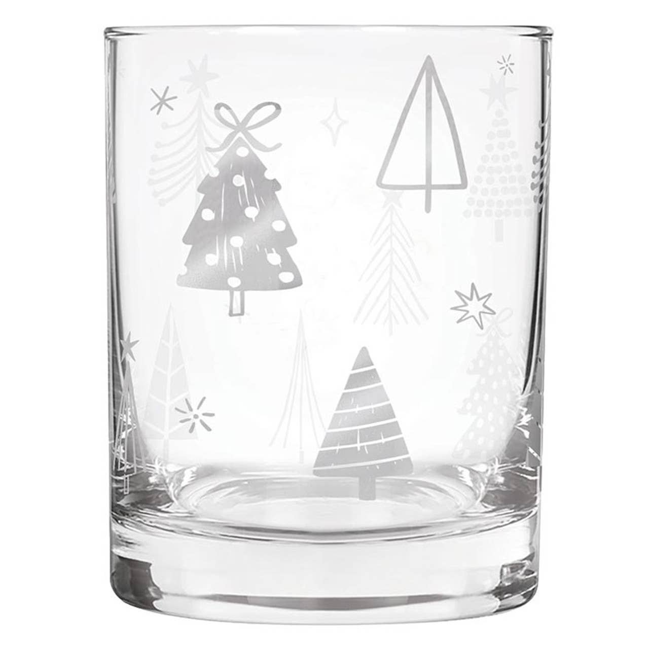 DOF Rocks Glass - Silver Trees: Hand Wash Only / Glass