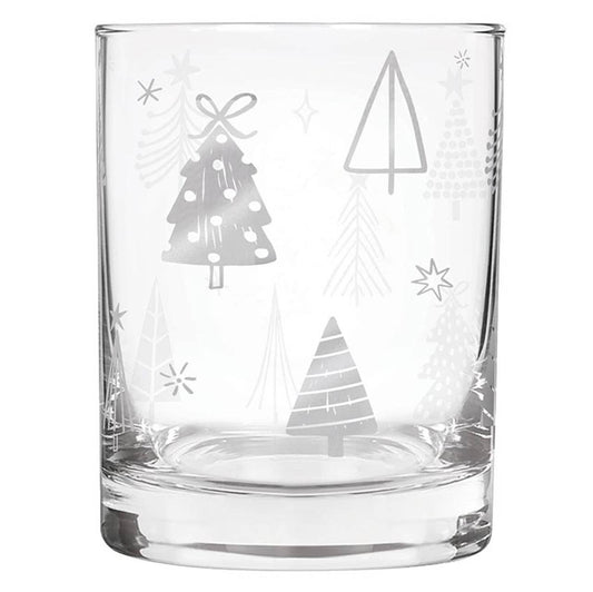 DOF Rocks Glass - Silver Trees: Hand Wash Only / Glass