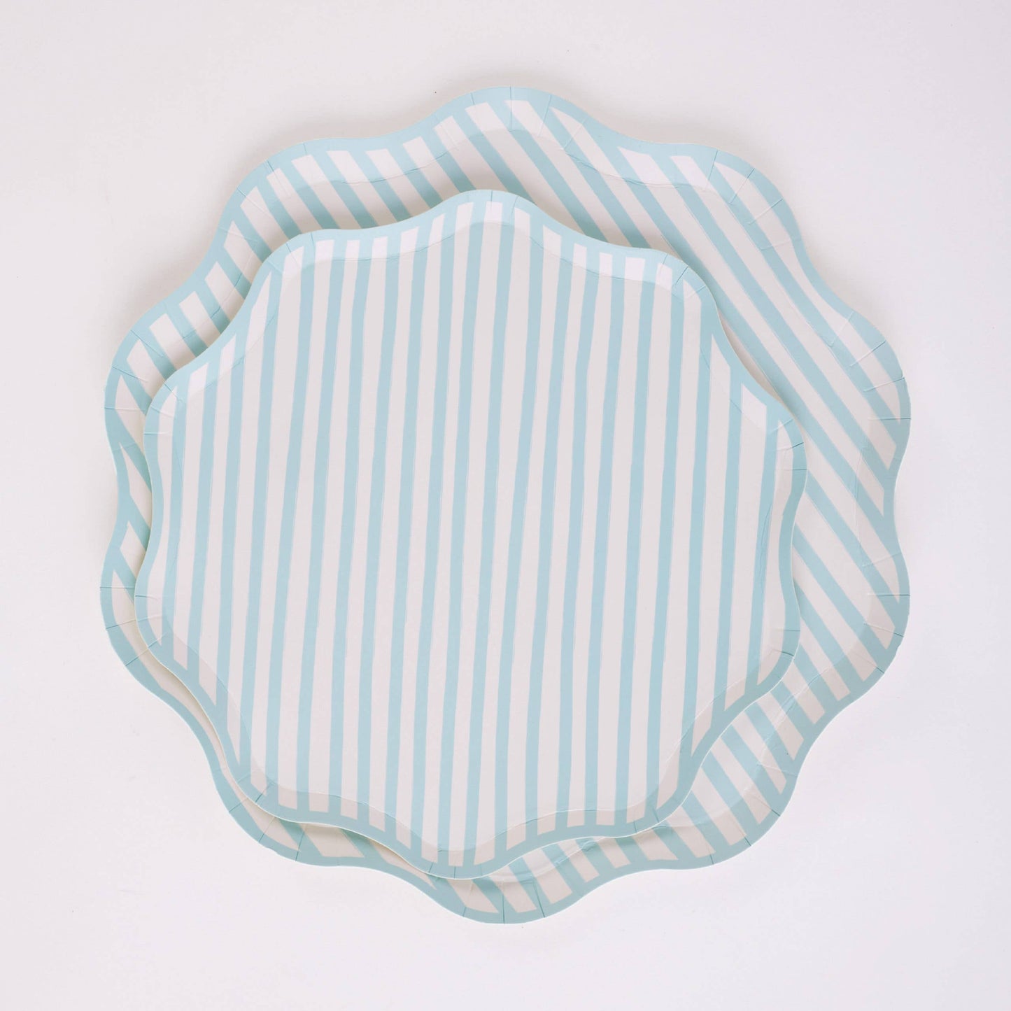 Teal and White Stripe Large Plates