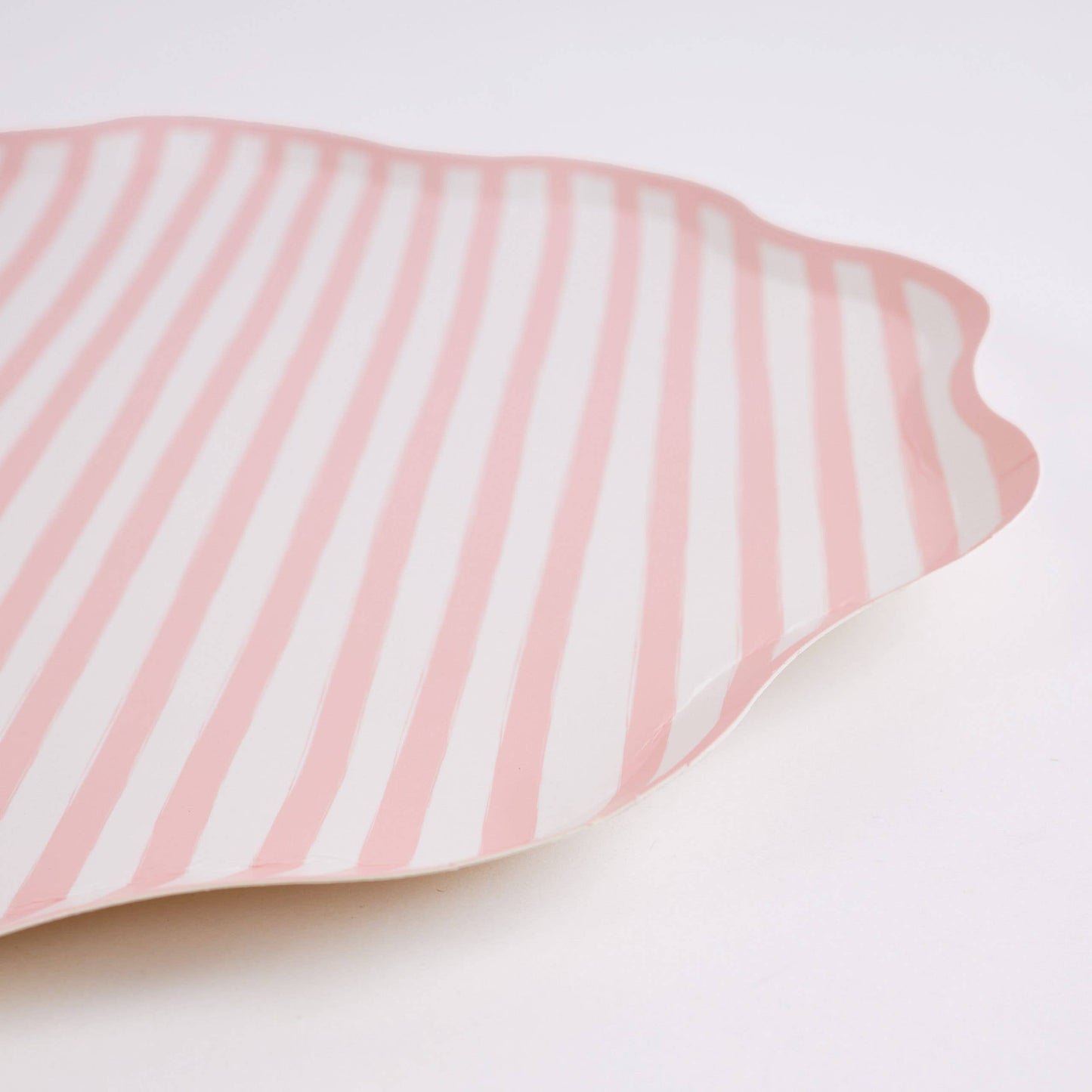 Pink and White Stripe Large Plates