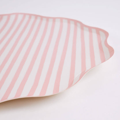 Pink and White Stripe Large Plates