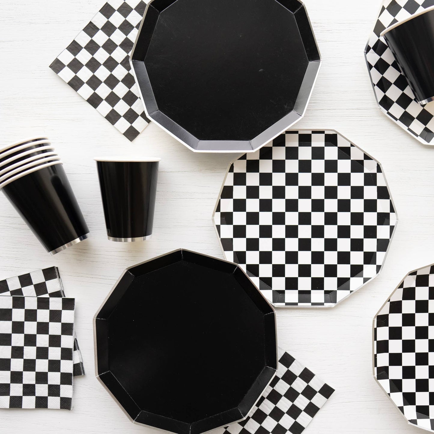 Black And White Signature Checker Napkins